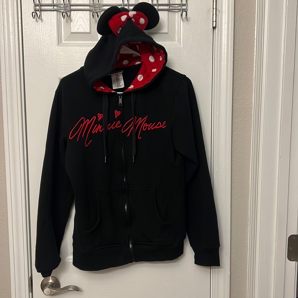 Authentic Disney Parks Minnie Mouse Jacket with Minnie Ears Hood Size Medium